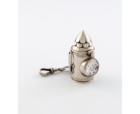 A Victorian novelty silver 'Police Bullseye Lantern' sewing etui / vinaigrette, by Thomas Johnson, London 1875, retailed by T