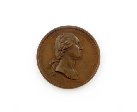 United States of America, George Washington before Boston, copper medal, 1776, from the 'Comitia Americana' series, by [Pierr