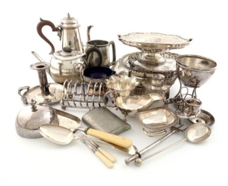 A mixed lot, comprising: old Sheffield plated items: a George III coffee pot, circa 1780, tapering circular form, engraved wi