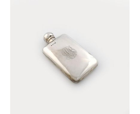 A late-Victorian silver hip flask, by W and G Neale, London 1900, rectangular form, bayonet fitting cover, engraved with a mo