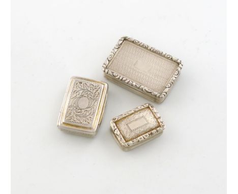 A Victorian silver vinaigrette, by Nathaniel Mills, apparently no date letter, rectangular form, engine-turned decoration, fo