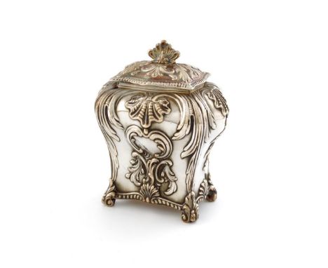 A George III old Sheffield plated tea caddy, by Fenton Creswick and Co, or possibly Tudor and Co, circa 1768, rectangular bom