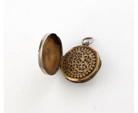 A George IV silver vinaigrette, maker's mark partially worn, Birmingham 1826, circular watch case form, engine-turned decorat