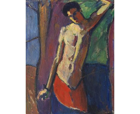 Hermann Stenner    1891 Bielefeld - 1914 Ilow (Polen) Heiliger Sebastian. 1911/12. Öl auf Leinwand. Verso signiert. 95,5 x 75