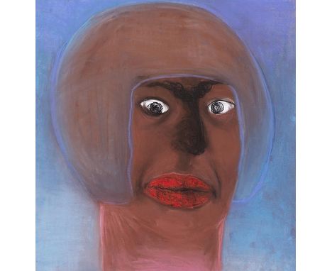 Miriam Cahn     1949 Basel - lebt und arbeitet in Basel schwarze kriegerinich. 2019. Pastell, Pigmente und Kreide.  Auf feste