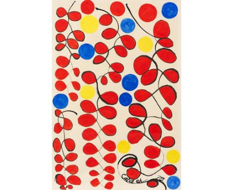 Alexander Calder    1898 Philadelphia - 1976 New York Sweet peas. 1975. Gouache und Tusche. Rechts unten signiert und datiert