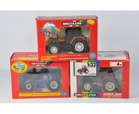 Britains Farm 1/32 Tractor Implement Selection including Ford 8730 with flotation wheels, Fiat Double Wheel Tractor and Renau