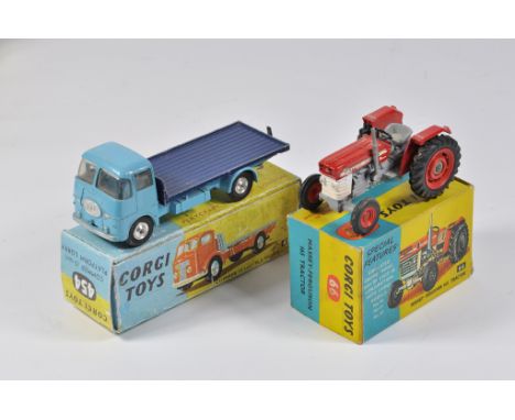 Corgi Toys No. 454 Commer Platform Lorry plus No. 66 MF 165 Tractor. Models Generally E (require cleaning) in F+ to VG boxes.