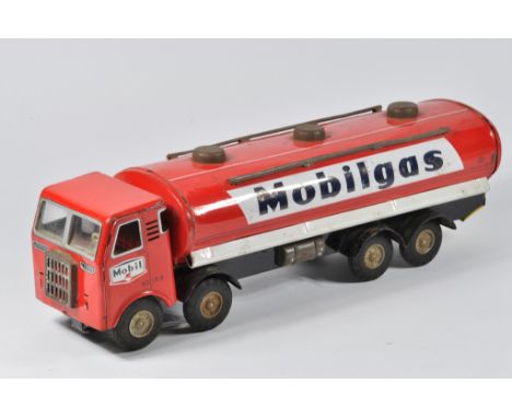 Scarce Tin Plate Large Scale Mobilgas Petrol Tanker. No. 159. Vintage H Toys of Japan. Displays well. G.