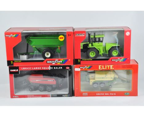 Britains Farm 1/32 Tractor Implement Selection including Grain cart, Steiger Panther, Case Baler plus Krone big Pack Baler. M