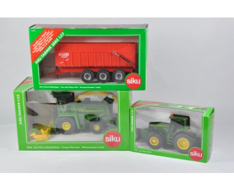 Siku Farm 1/32 Tractor / Implement Selection including John Deere Forage Harvester, JD 6920S and Krampe Tipping Trailer. All 