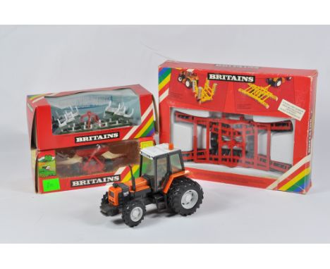 Britains Farm 1/32 Tractor / Implement Selection including Accord Seed Drill, Disc Harrow (Red), Cultivator plus Renault 103.