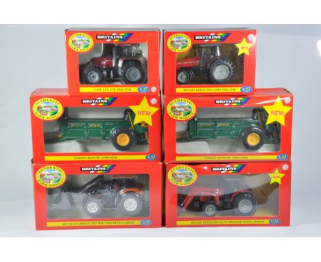 Britains Farm 1/32 Tractor Implement Selection including Case CVX170, MF6290, Samson Manure Spreader x 2, Renault Cergos 350,
