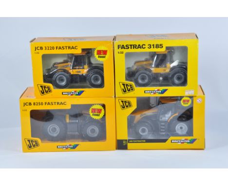 Britains Farm 1/32 Tractor Implement Selection including JCB Fastrac 3220, 3185, 8250 plus 7230. M in E Boxes. (4)