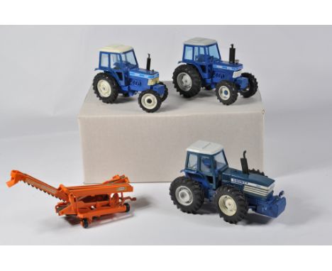 Britains Based 1/32 Farm Tractor selection including County 1884, Ford 5610, Ford 6710 and Superfaun Potato Harvester. Models