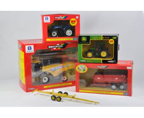 Britains Farm 1/32 Selection including New Holland CX880 Combine, NH TS135A Tractor, John Deere 5410, Marston Trailer plus Sc
