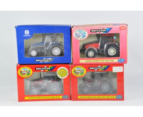 Britains Farm 1/32 Tractor Implement Selection including Massey Ferguson 6180, MF6140, NH TM165 and Valmet 8750. M in E Boxes
