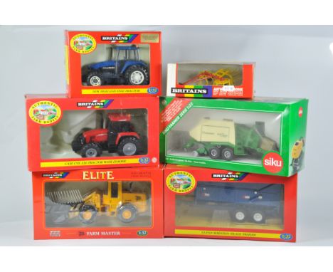 Britains Farm 1/32 Tractor Implement Selection including New Holland TM165, Case CVX 130, JCB Farm Master, Marston Trailer, K