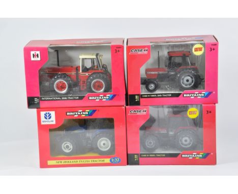 Britains Farm 1/32 Tractor Implement Selection including IH 3588, Case 1056XL 2WD, Case 1056XL 4WD and  NH TS135A. M in E Box