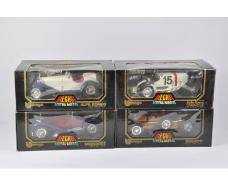 Selection of 1/18 Scale Burago Models including Alfa Romeo, Rolls Royce, Mercedes and Bugatti. All M in VG to E Boxes. (4)