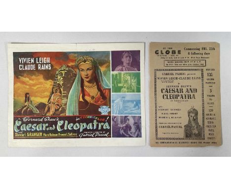 An Indian movie poster for CAESAR AND CLEOPATRA (1946) Directed by Gabriel Pascal, from the New Globe theatre in Bangalore 25