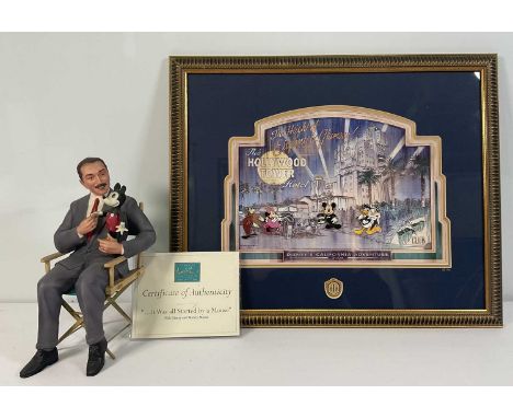 WALT DISNEY CLASSICS COLLECTION 2001 Walt Disney Collectors' Society, Walt Disney, and Mickey Mouse ceramic figure, approx 24