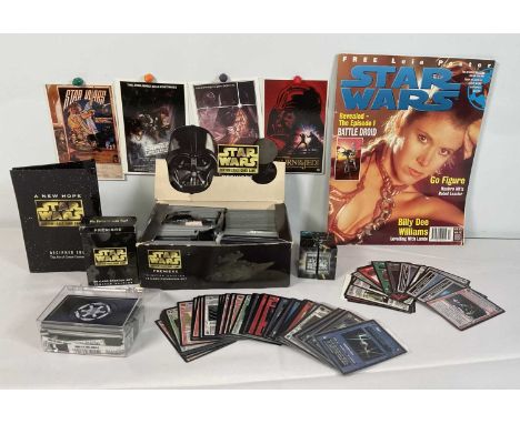 A large quantity of STAR WARS customizable card game cards in original boxes (1995/96), 4 postcards featuring Star Wars movie