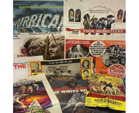 A selection of mainly 1970s UK Quad posters for adventure films comprising: THE ADVENTURERS (1970), THE FOUR MUSKETEERS (1974