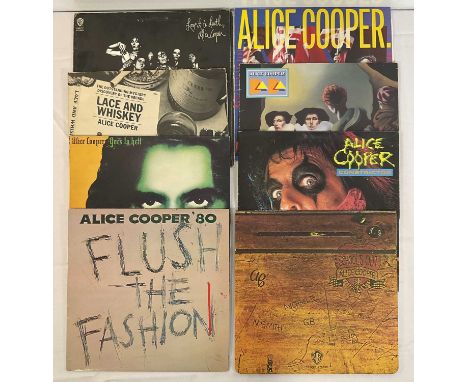 VINYL - A collection of ALICE COOPER LP Albums to include DA DA (92-3969-1), CONSTRICTOR (MCF3341), SCHOOL's OUT (K56007), LO