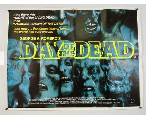 DAY OF THE DEAD (1985) - UK Quad Film Poster - FIRST RELEASE - GEORGE A ROMERO - 'Wall of Zombies' imagery created solely for