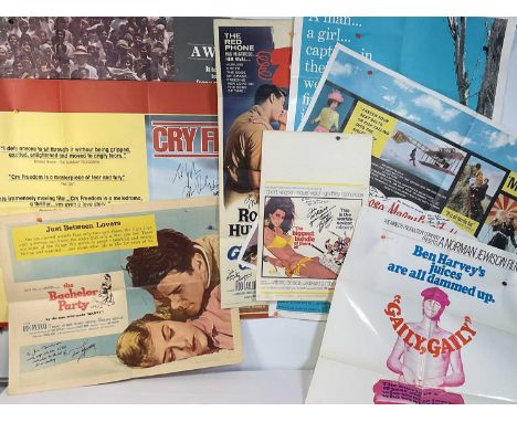 A collection of Drama and Romance autographed movie posters including THE BIGGEST BUNDLE OF THEM ALL (1968) U.S. window card 
