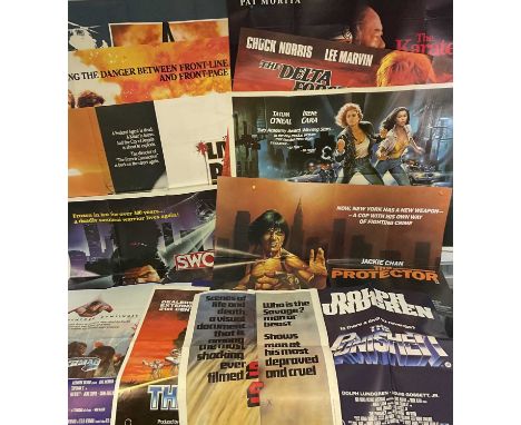 A selection of 1970s - 1980s Action film UK Quad posters comprising: CERTAIN FURY (1985), DELTA FORCE (1986), KARATE KID PART