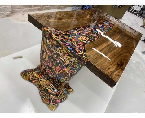 Nick Zammeti handmade Pencil Waterfall table - Nick says 'check out this crazy funky floating river table i made from thousan