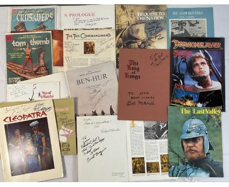 A collection of autographed Historical and Action movie souvenir programme books including, BEN-HUR (1959) signed by CHARLTON