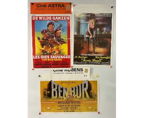 INTERNATIONAL MOVIE POSTERS - A group of Belgian movie posters to include BEN-HUR (1960) R1983 from the Ciné Rubens in Antwer