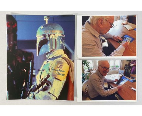 STAR WARS - JEREMY BULLOCH AUTOGRAPH - An 8" x 10" promotional still of BOBA FETT from THE EMPIRE STRIKES BACK (1980) signed 