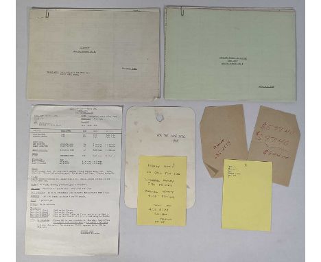 A pair of Shooting Schedules, a call sheet, and a collection of notes owned by Harrison Ford during the shooting of Star Wars