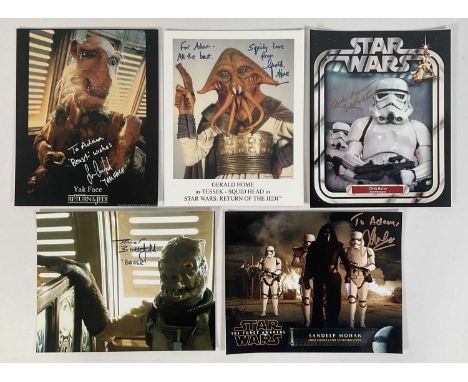 A collection of STAR WARS Autographs on promotional materials including SEAN CRAWFORD who portrays YAK FACE, GERALD HOME who 