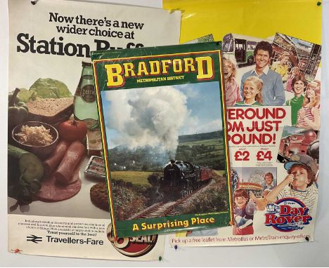 RAILWAYANA - Three vintage travel posters including a Metro Day Rover advertisement poster, a Bradford Metropolitan District 