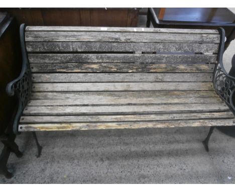 wood bench with cast ends