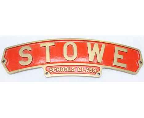 A reproduction 'STOWE' Schools Class brass locomotive engine plate.