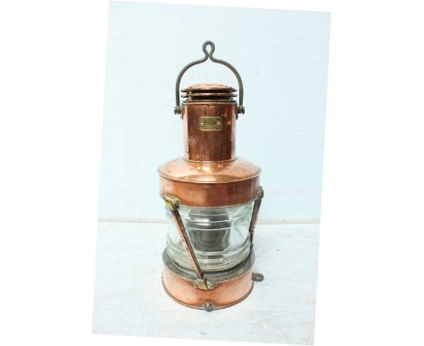 A Telford, Grier, Mackay & Co. oil- fired mast head copper lamp, 54cm. 