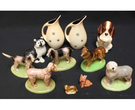 A collection of five Wade dogs and other items.