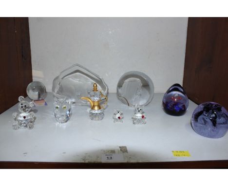 SECTION 13.  Two Caithness paperweights, other paperweights, together with a quantity of Swarovski and other cut crystal anim