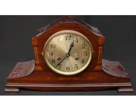 An Edwardian mahogany inlaid mantle clock.