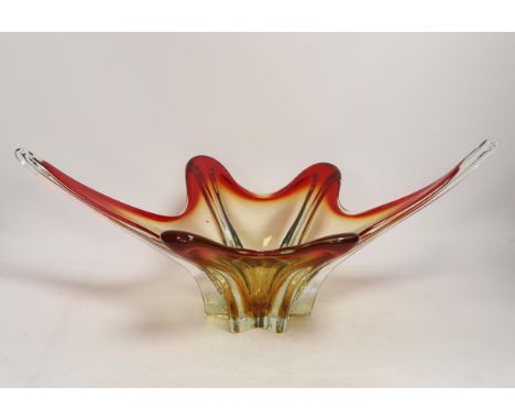 A glass Murano style bowl, 55cm One red inset air bubble, a manufacturing characteristic; wear and scratches to underside; ot