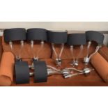 A set of seven Pandora twin branch wall lights by Barovier and Toso height including shades 52cm.