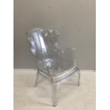 A Pedrali Pasha 660 polycarbonate 'ghost' armchair, width 70cm, depth 80cm, height 98cm