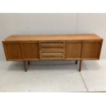 A mid century Meredew teak sideboard, width 198cm, depth 45cm, height 78cm
