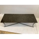 A contemporary rectangular marble top coffee table, width 160cm, depth 160cm, height 43cm